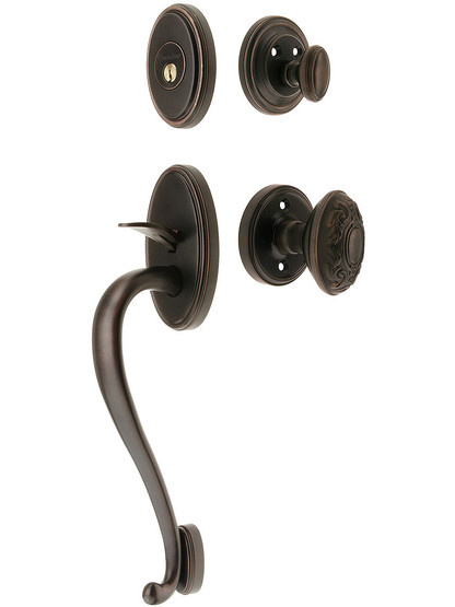 Georgetown Entry Handle Set in Oil-Rubbed Bronze Finish with Grande Victorian Knob and